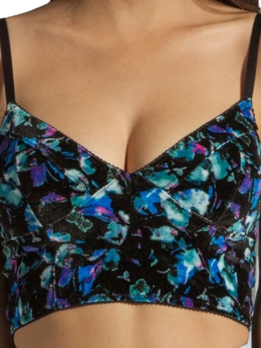 Intimately Free People Size S Floral Velvet Corset Style Crop Top / Bralette